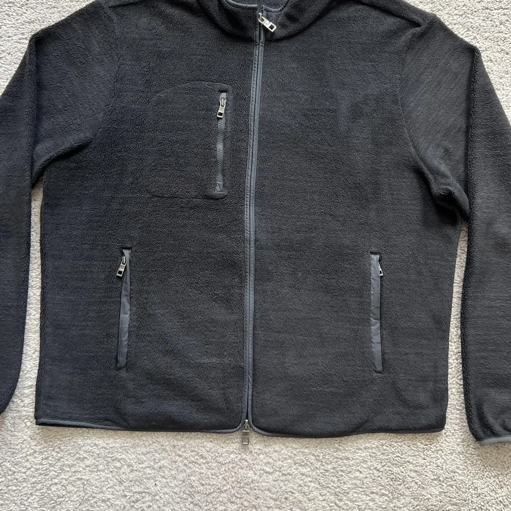 Peter Millar Micro Shearling Fleece Jacket Mens L Black Full Zip Golf Layer